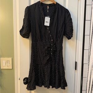 Free People Black Polka Dot Mini Dress